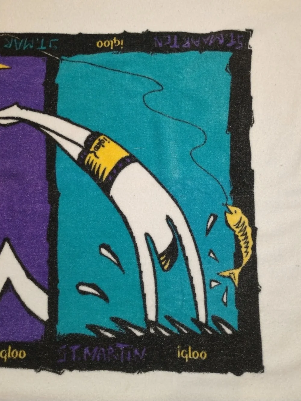 Igloo Tropical Panel Beach Towel - Yellow, Purple, Teal, Black, White